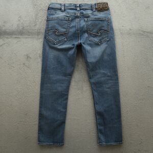 Silver Jeans Mens 34x30 Blue Grayson Straight Classic Fit Medium Stone Wash